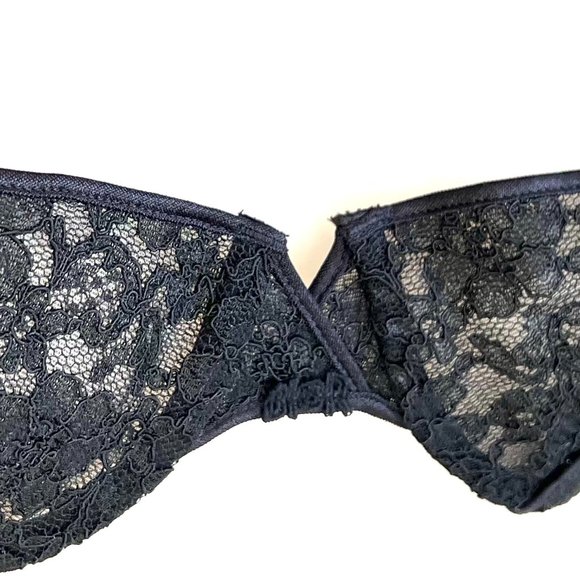 Vintage 80's Christian Dior Lace Bra with Dior Logo Monogram In Black 36B NWT - Picture 9 of 14